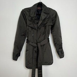 Reiss Black Satin Trench Coat Size XS